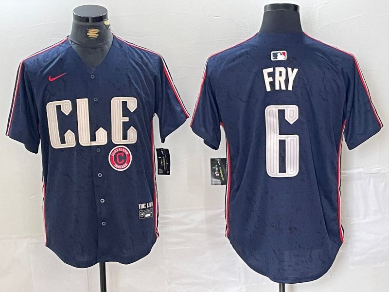 Men Cleveland Indians #6 Fry Blue City Edition Nike 2024 MLB Jersey style 4->cleveland indians->MLB Jersey